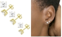 And Now This 3-Pc. Set Silver Plated Square Cubic Zirconia Stud Earrings